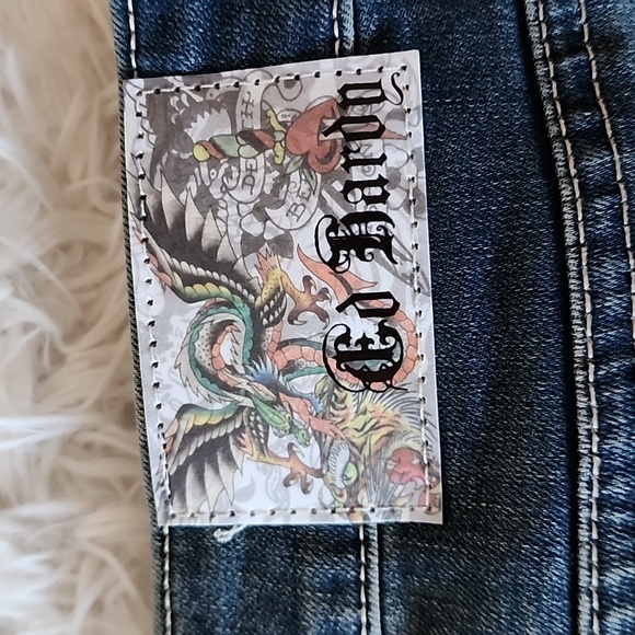 Ed Hardy  Denim Jeans with Gold and Red Logo - Picture 6 of 12